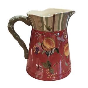 Tracy Porter Octavia Hill Garden Hand Painted Floral Pitcher 9”